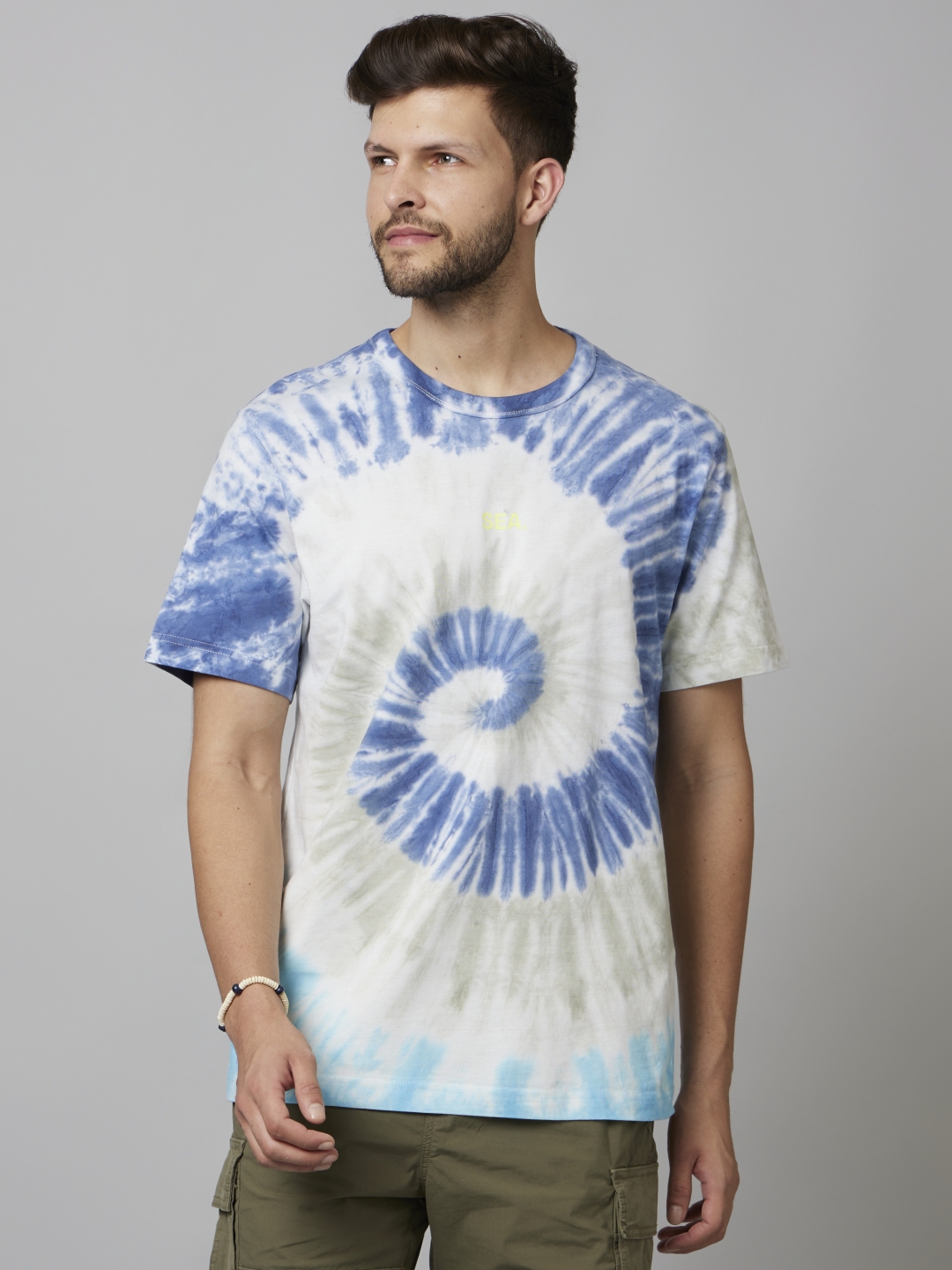 celio | Men's Blue Tie Dye Regular T-Shirts