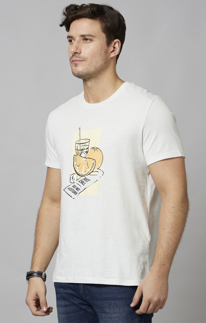 celio | Men's Green Graphics Regular T-Shirts