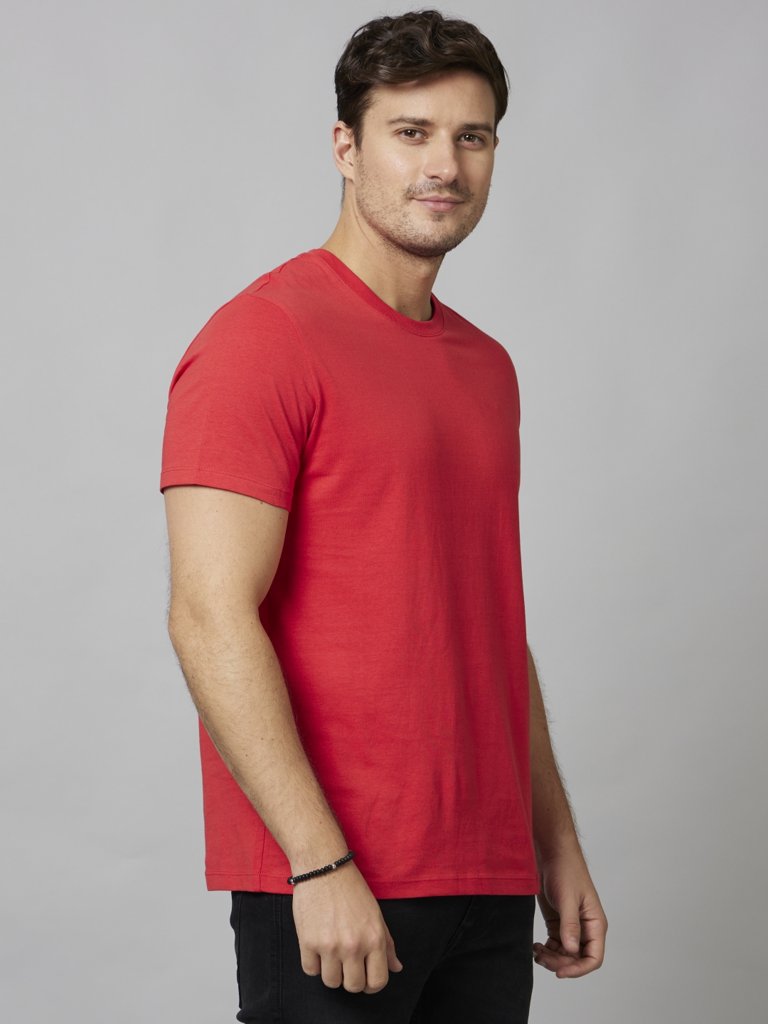Men's Red Solid Regular T-Shirts