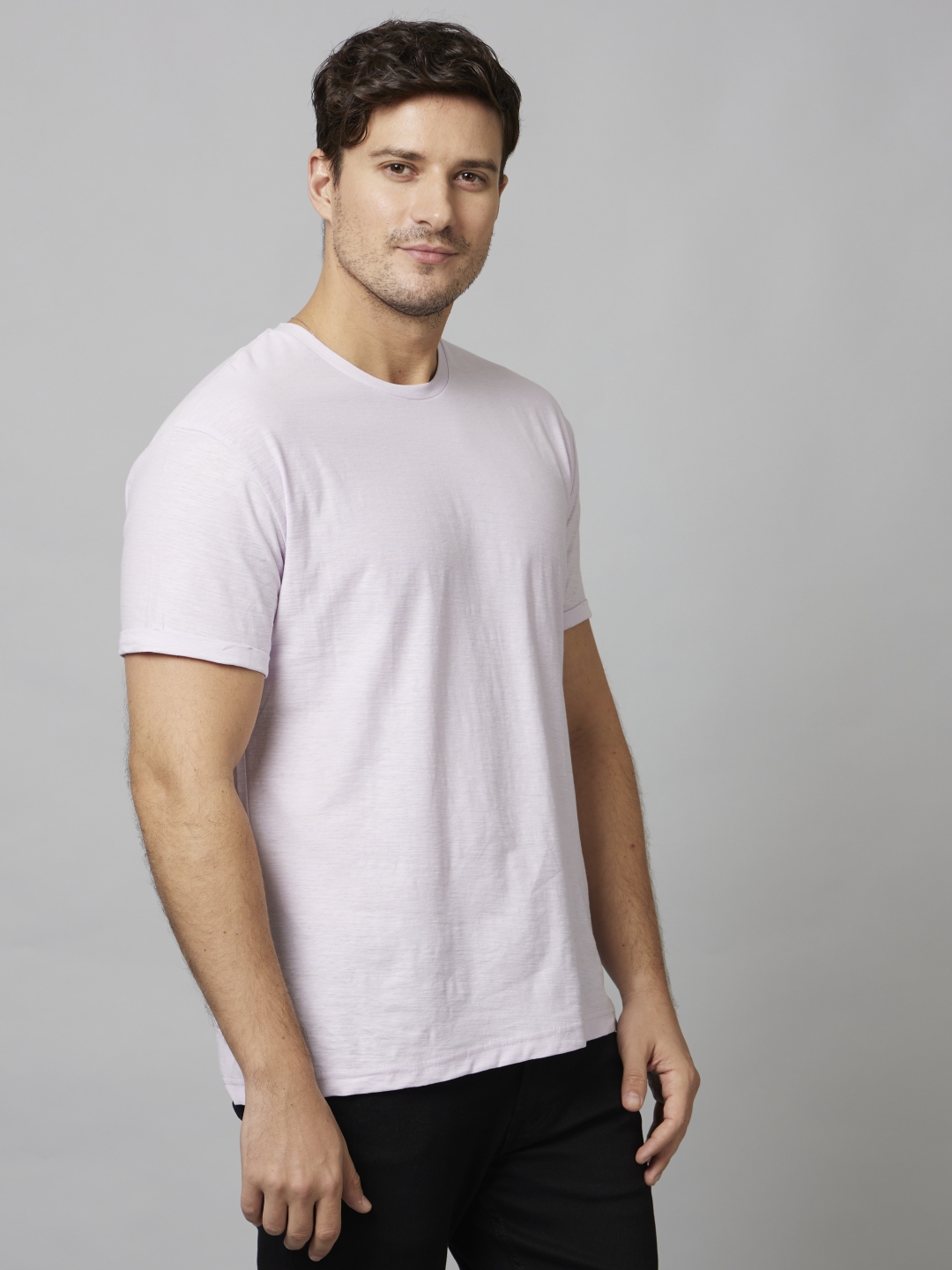 celio | Men's Purple Solid Regular T-Shirts