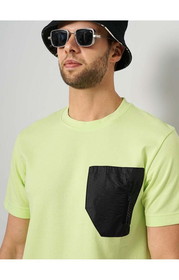 Men's Green Solid Regular T-Shirts