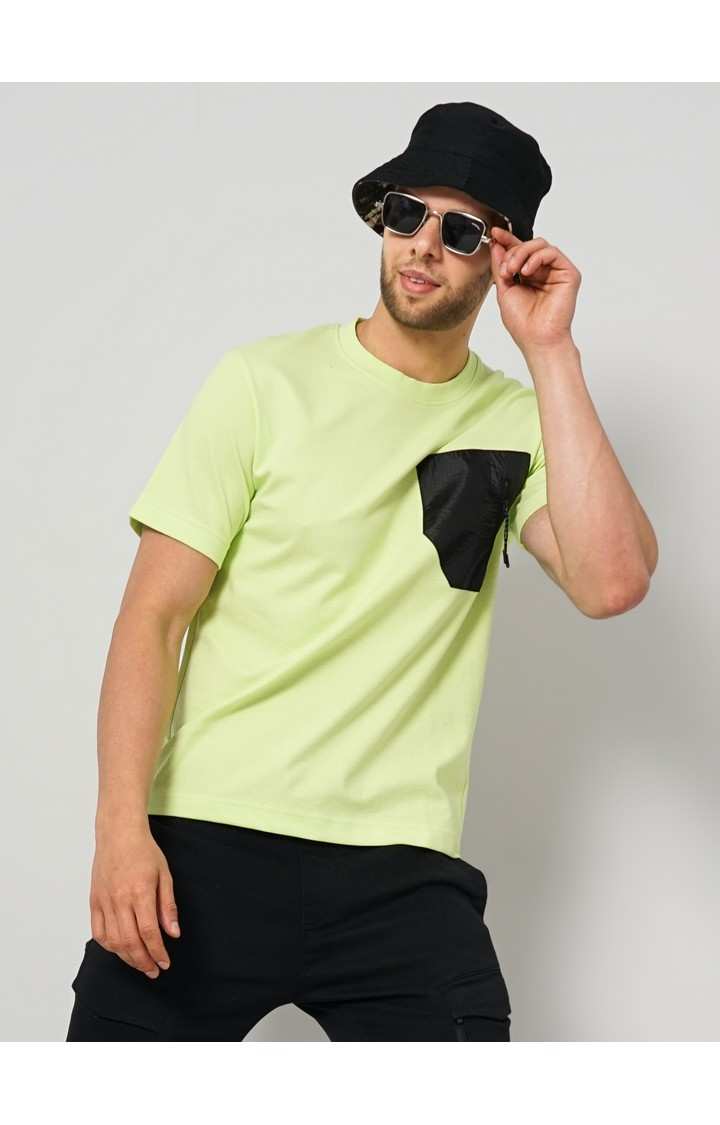 Men's Green Solid Regular T-Shirts