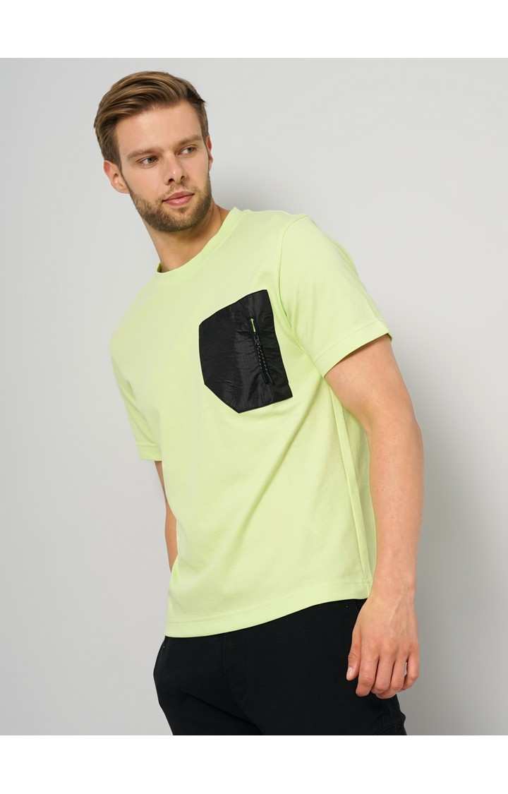 Men's Green Solid Regular T-Shirts