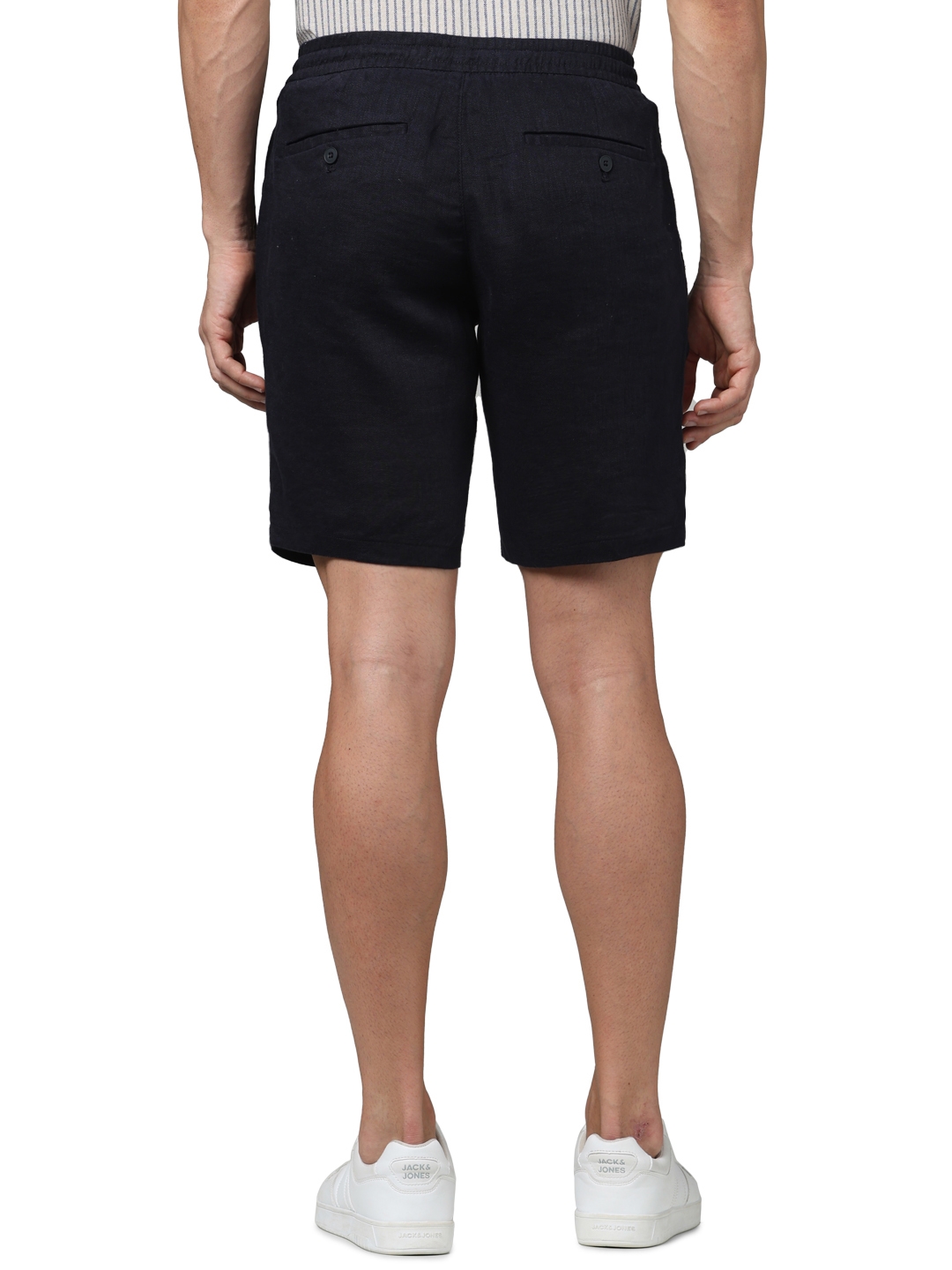 Celio Men Navy Blue Solid Slim Fit Linen Casual Shorts