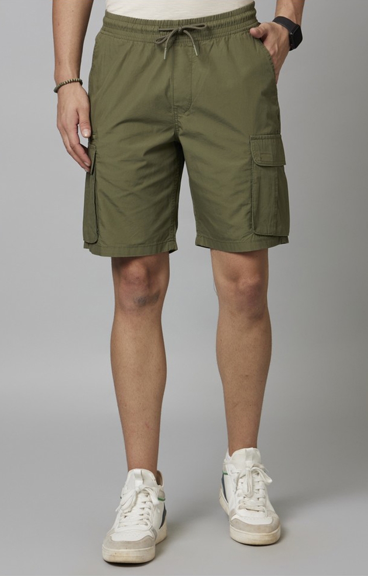 celio | Men's Beige Cotton Solid Shorts