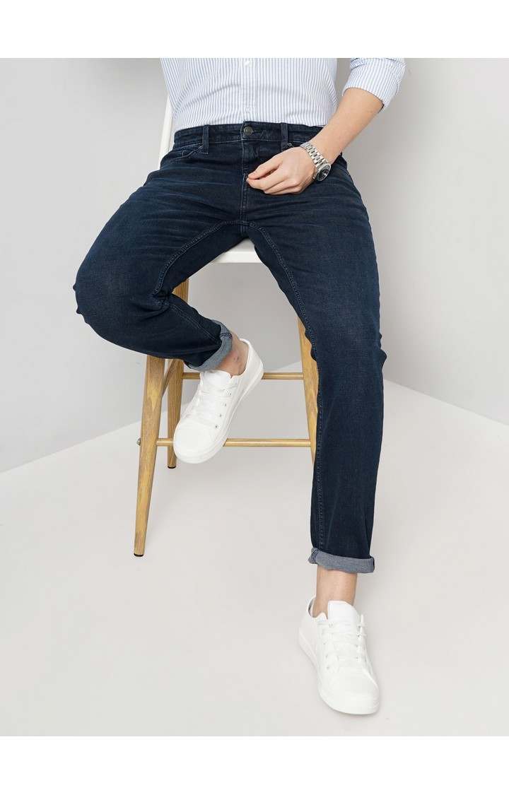 Celio Men Black Solid Slim Fit Cotton Stretch Twill Denim Jeans