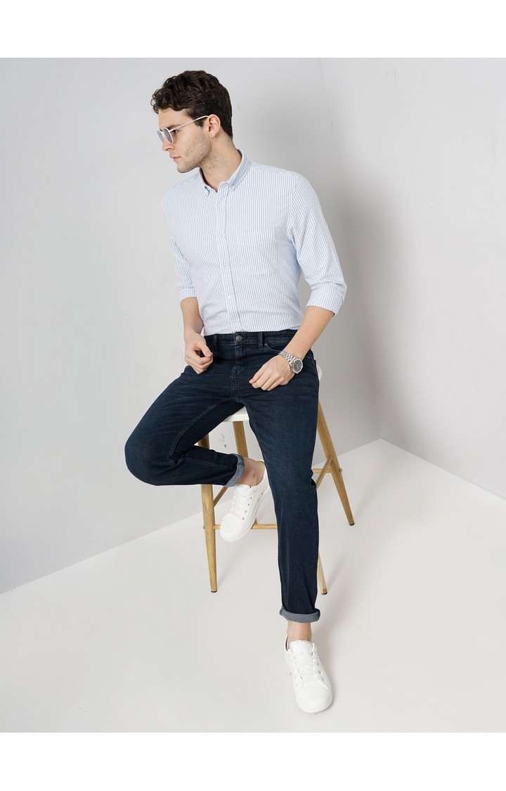 Celio Men Black Solid Slim Fit Cotton Stretch Twill Denim Jeans