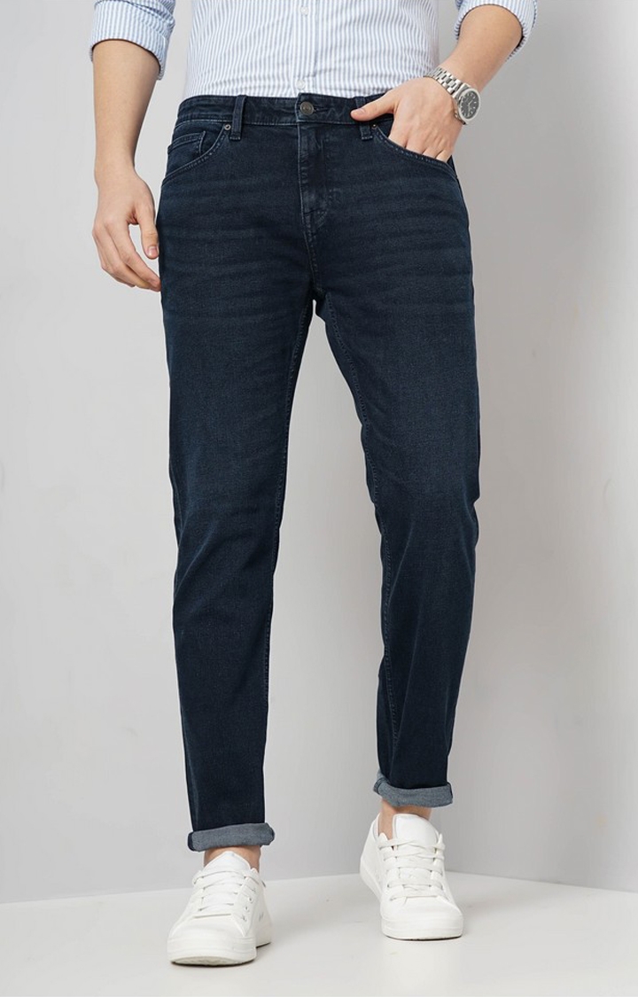 celio | Celio Men Black Solid Slim Fit Cotton Stretch Twill Denim Jeans