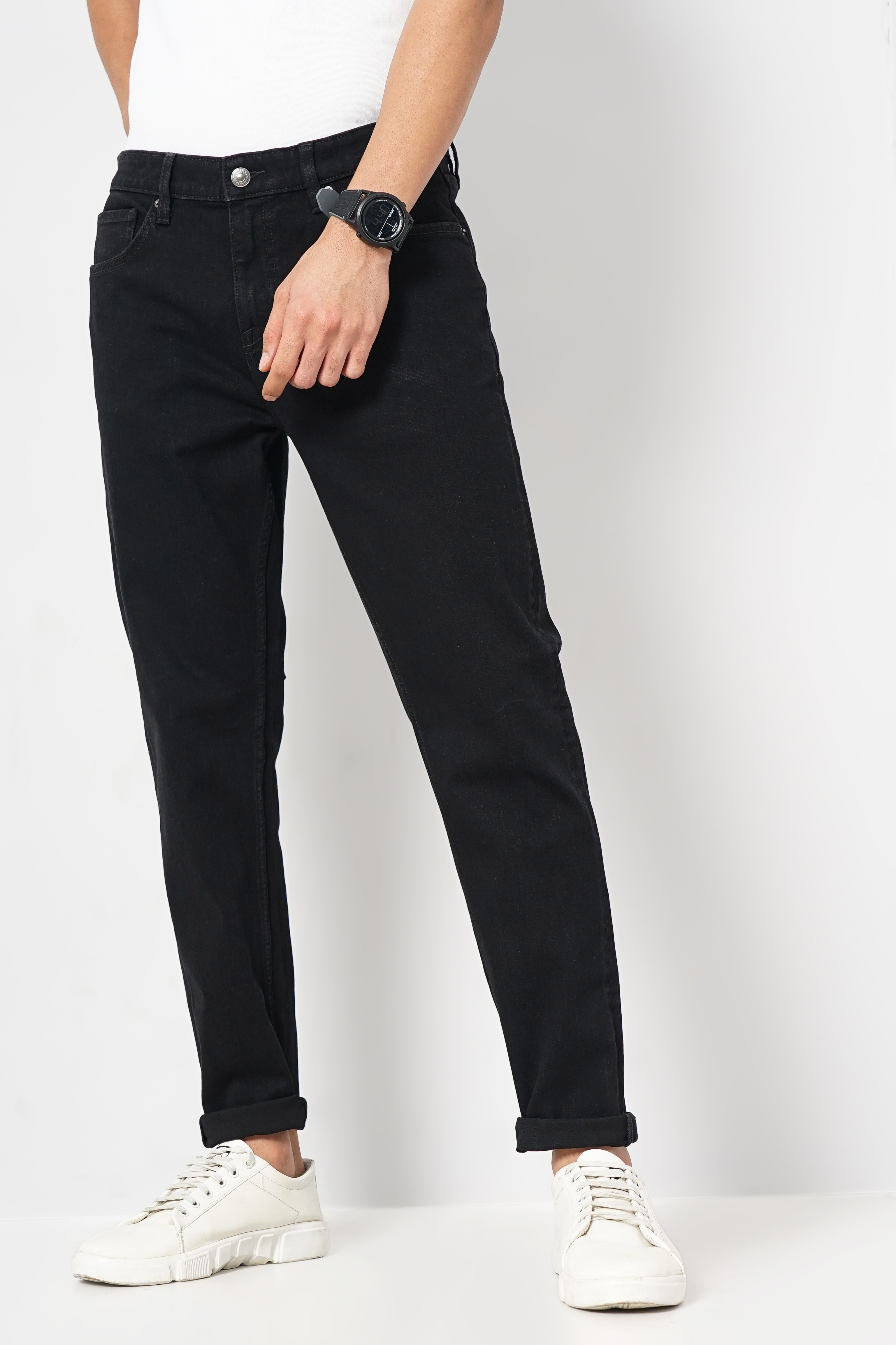 Celio Men Black Solid Slim Fit Cotton Jeans
