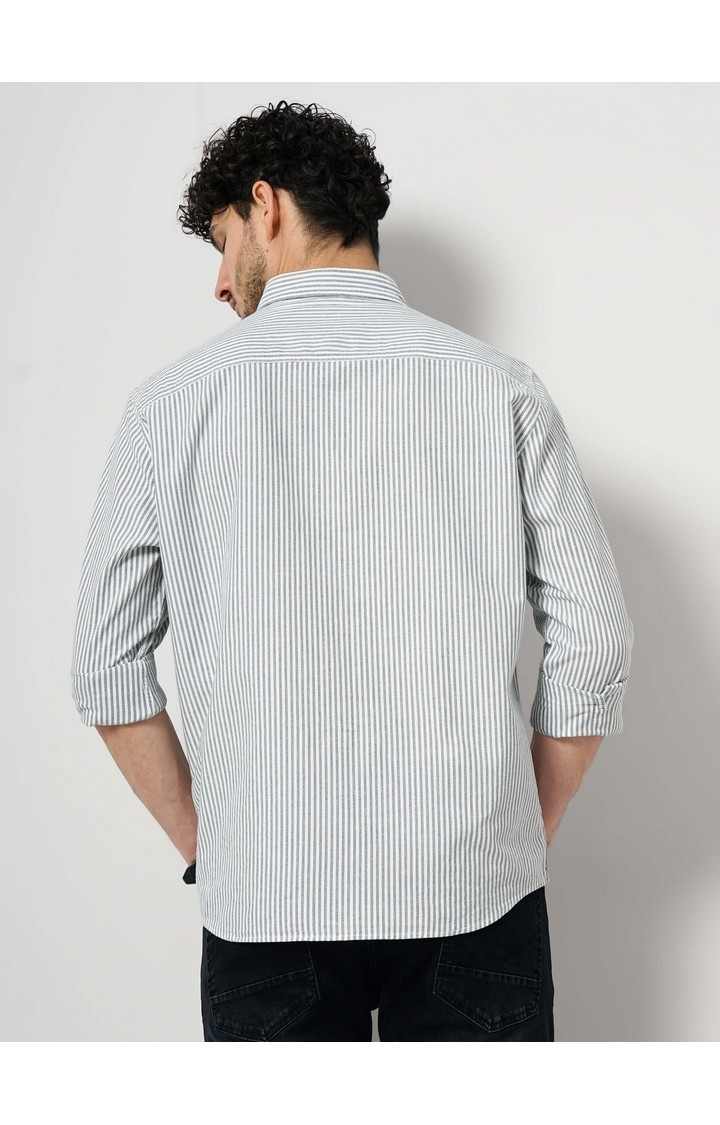 Celio Men's Vertical-Stripes Oxford Shirt