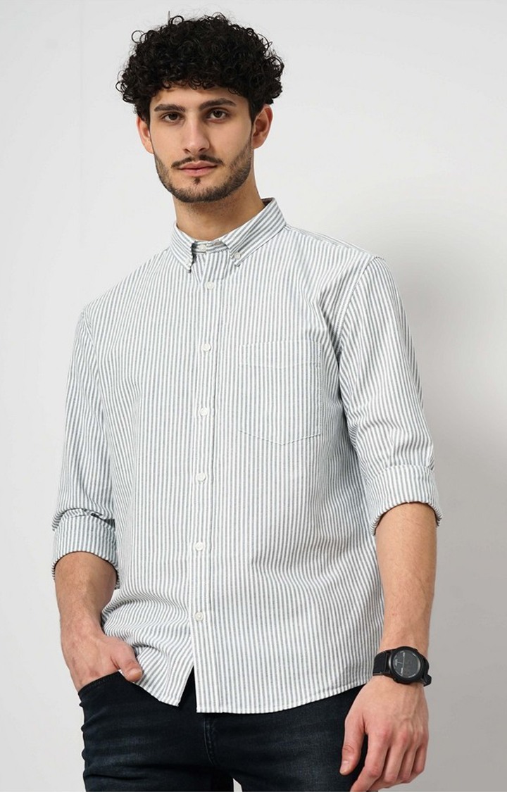 Celio Men's Vertical-Stripes Oxford Shirt
