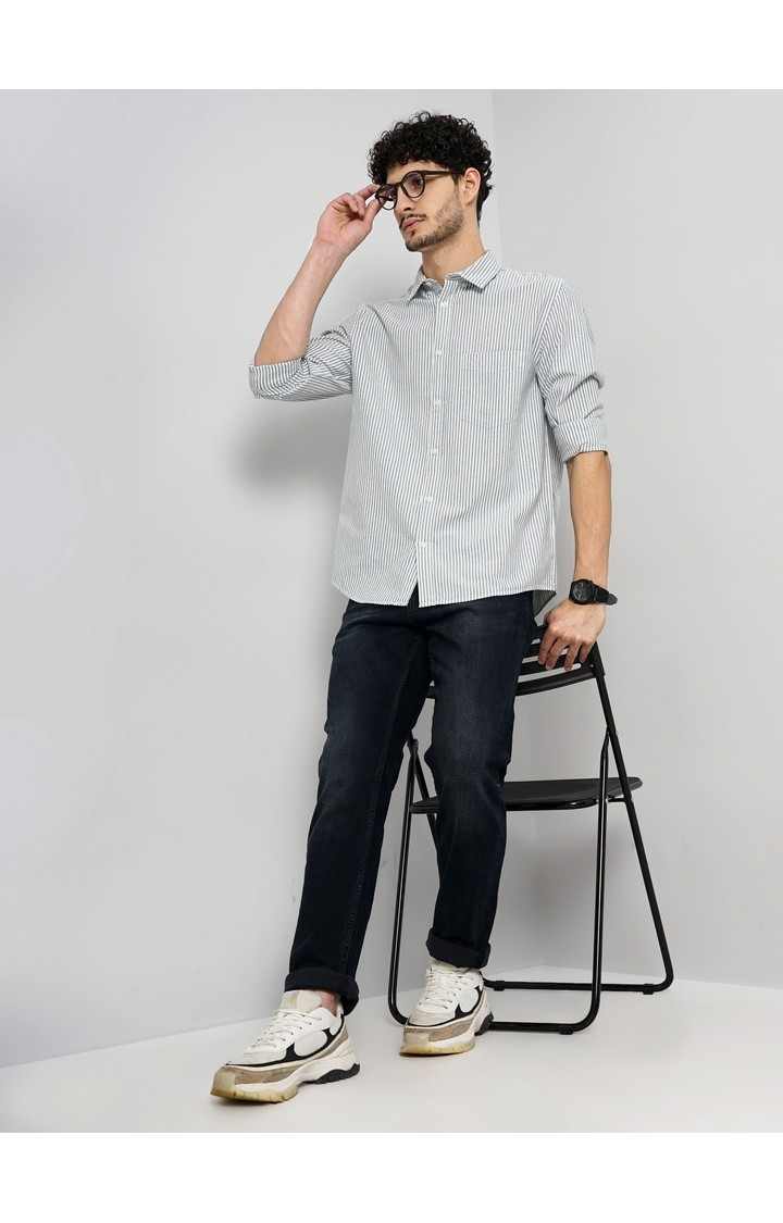 Celio Men's Vertical-Stripes Oxford Shirt