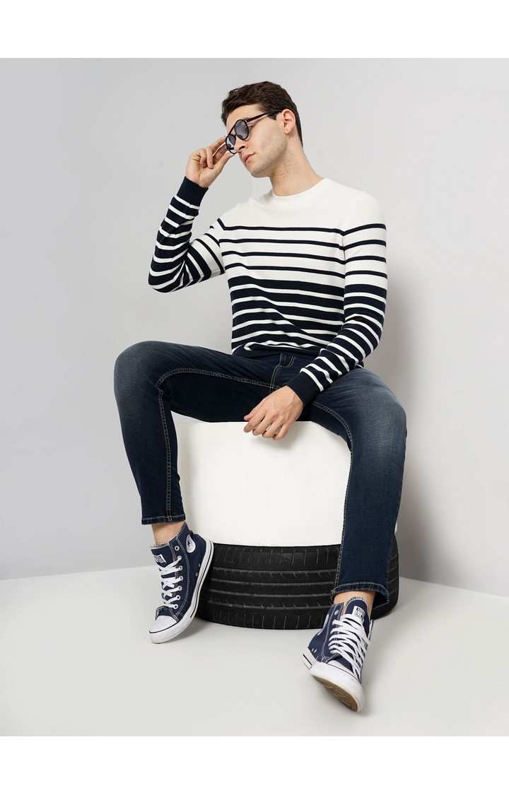 Celio Men's Horizontal Stripes Sweater