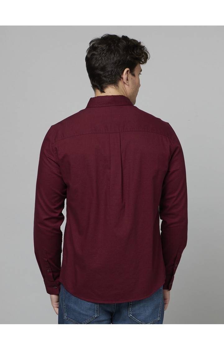 Men's Red Solid Casual Shirts