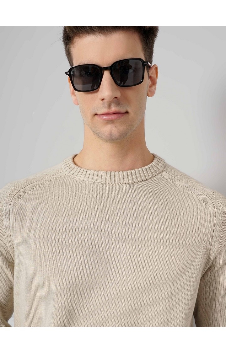 Men's Beige Knitted Sweaters