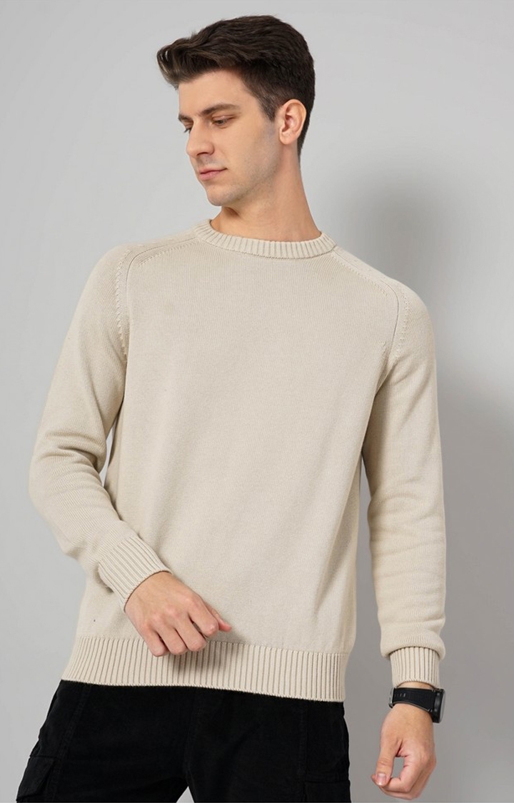 celio | Men's Beige Knitted Sweaters