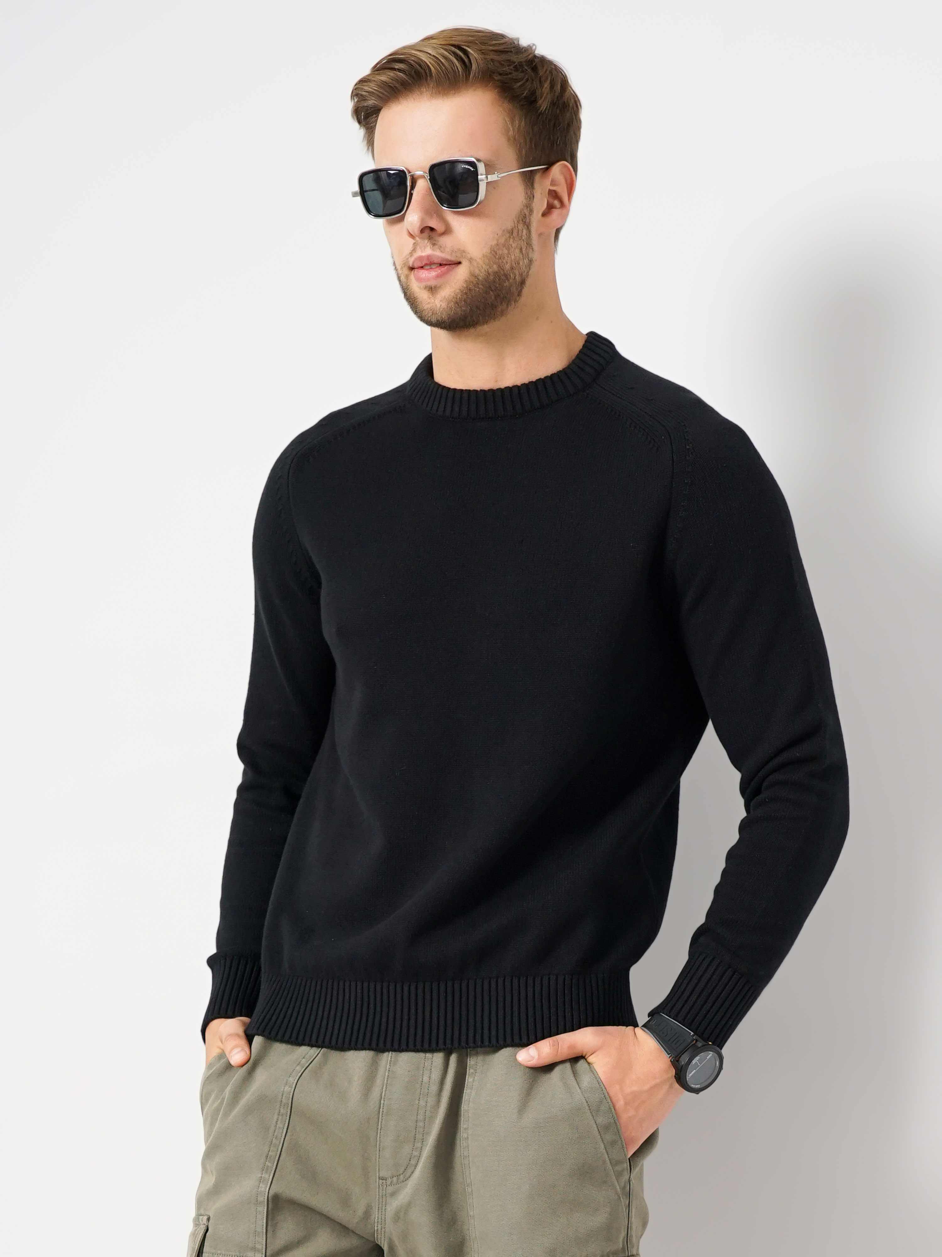 Men s Black Knitted Sweaters