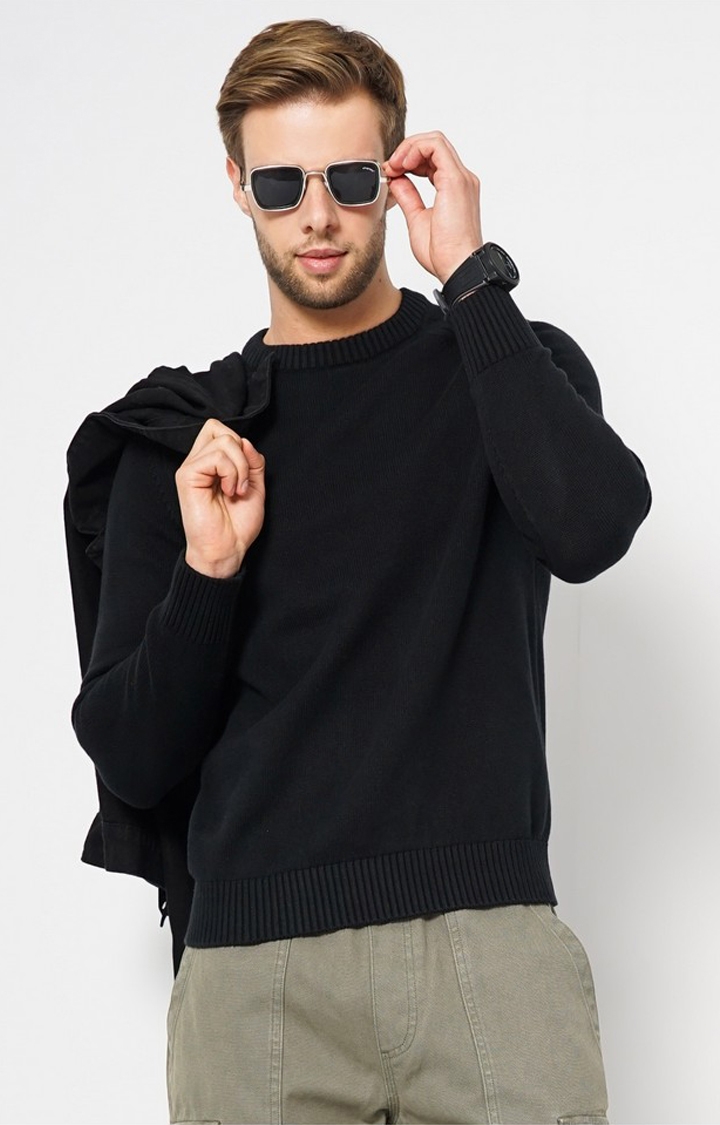 celio | Men's Black Knitted Sweaters