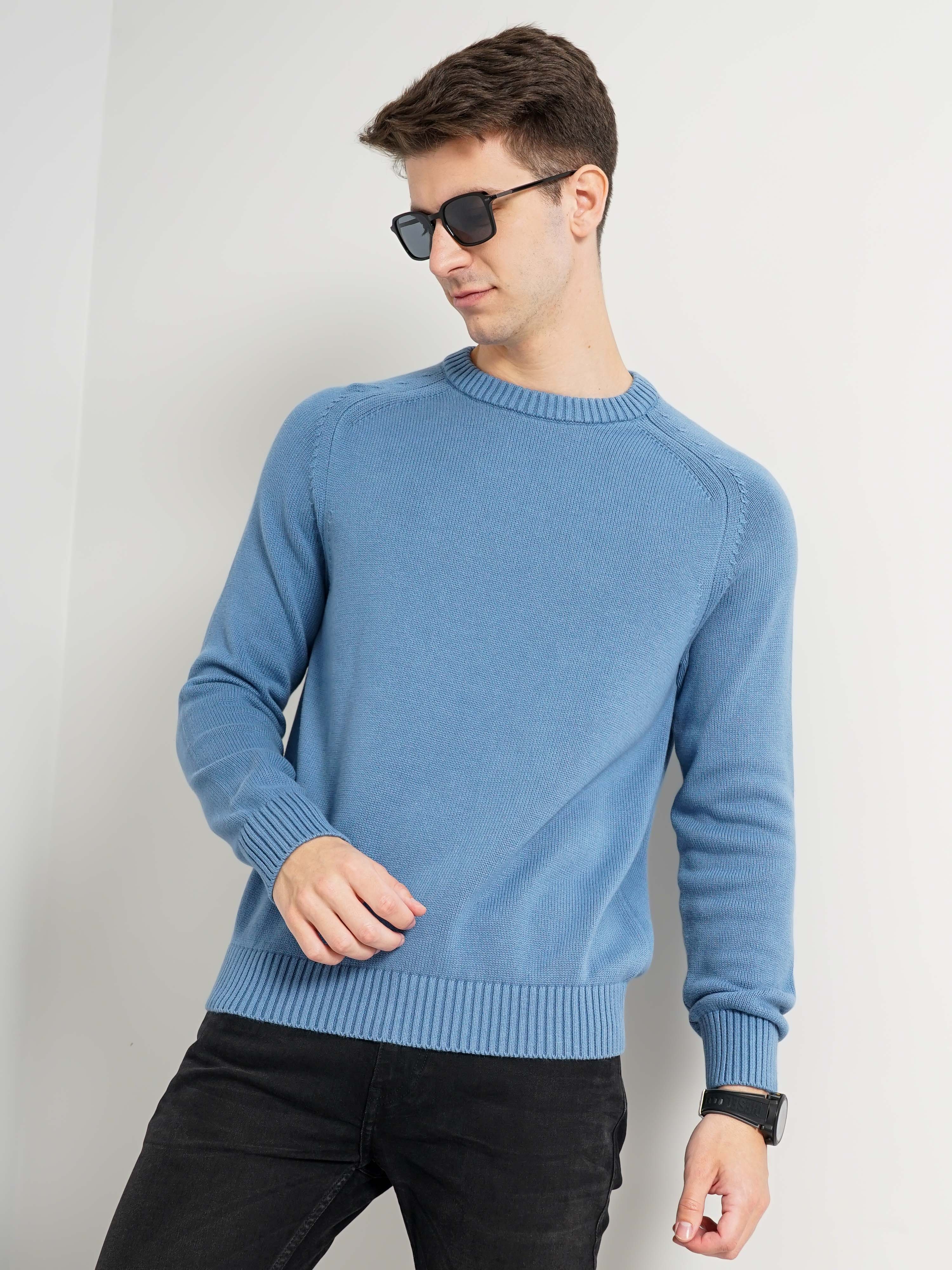 celio | Men's Blue Knitted Sweaters