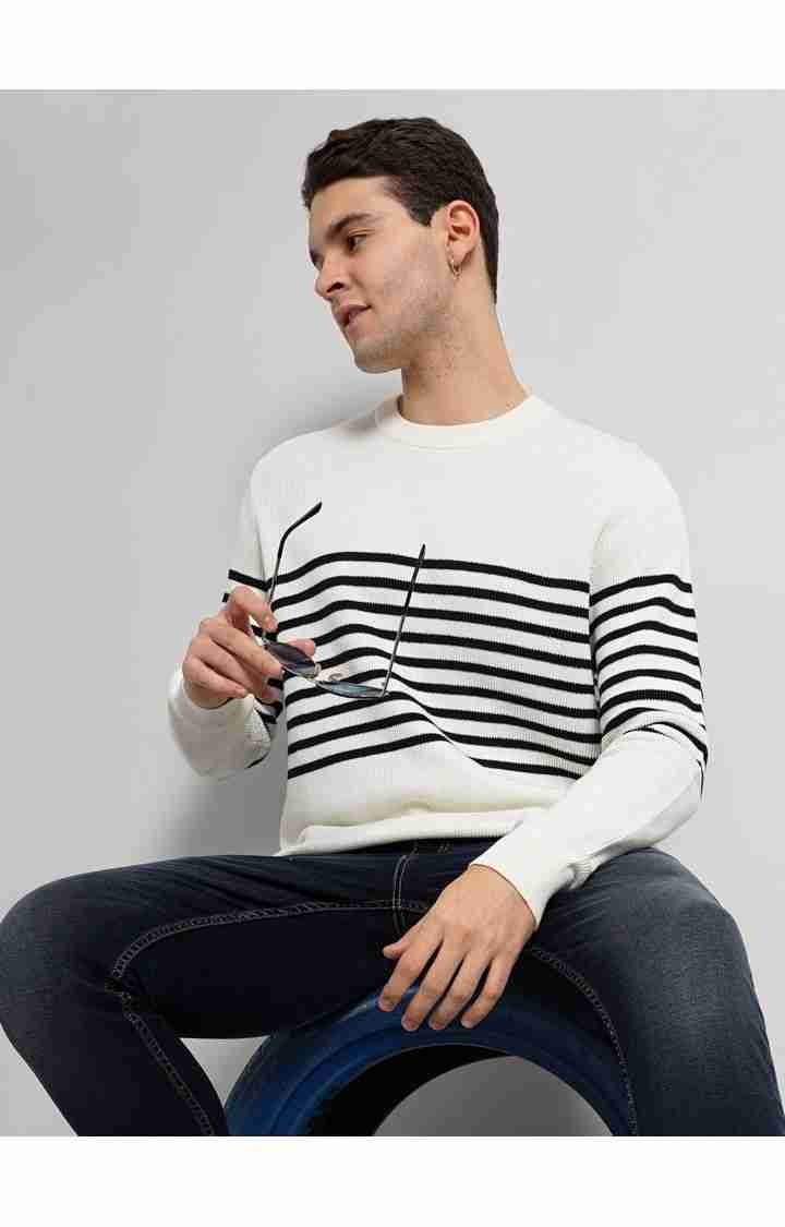 Celio Men's Horizontal Stripes Sweater