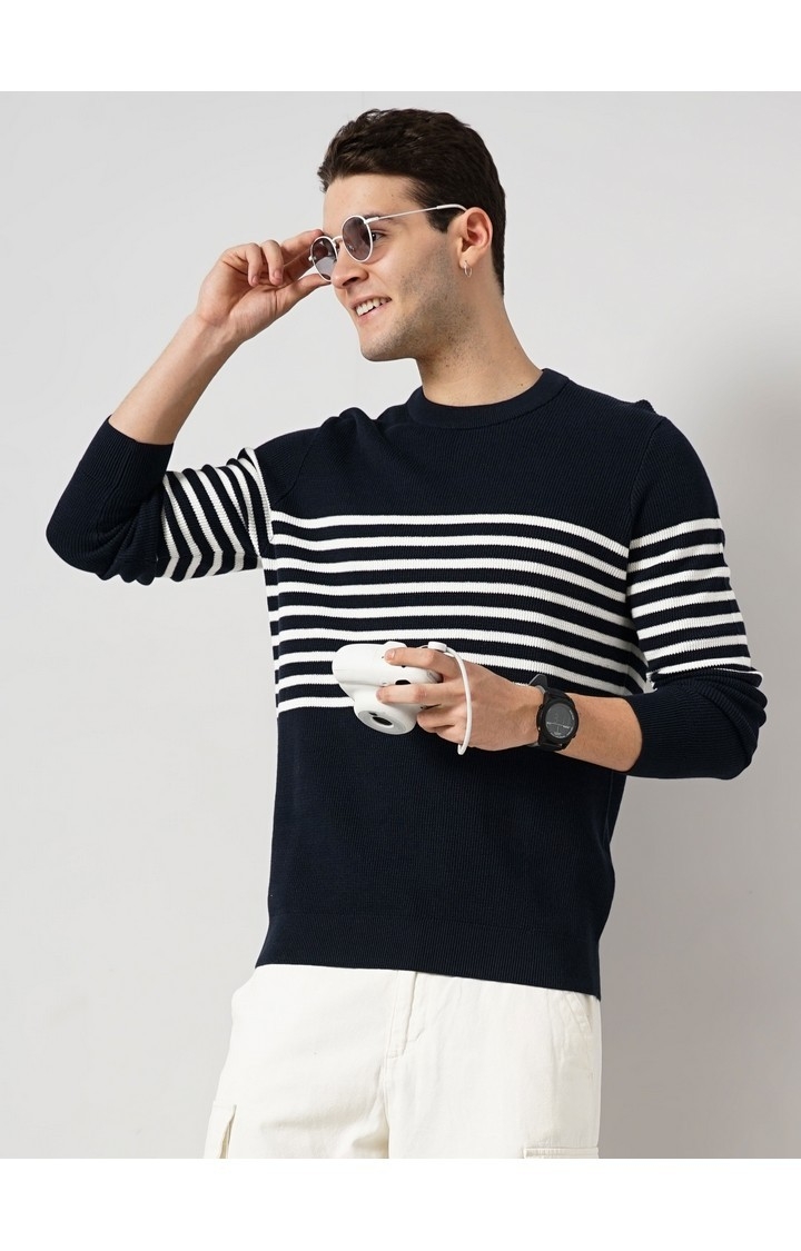 Celio Men's Horizontal Stripes Sweater