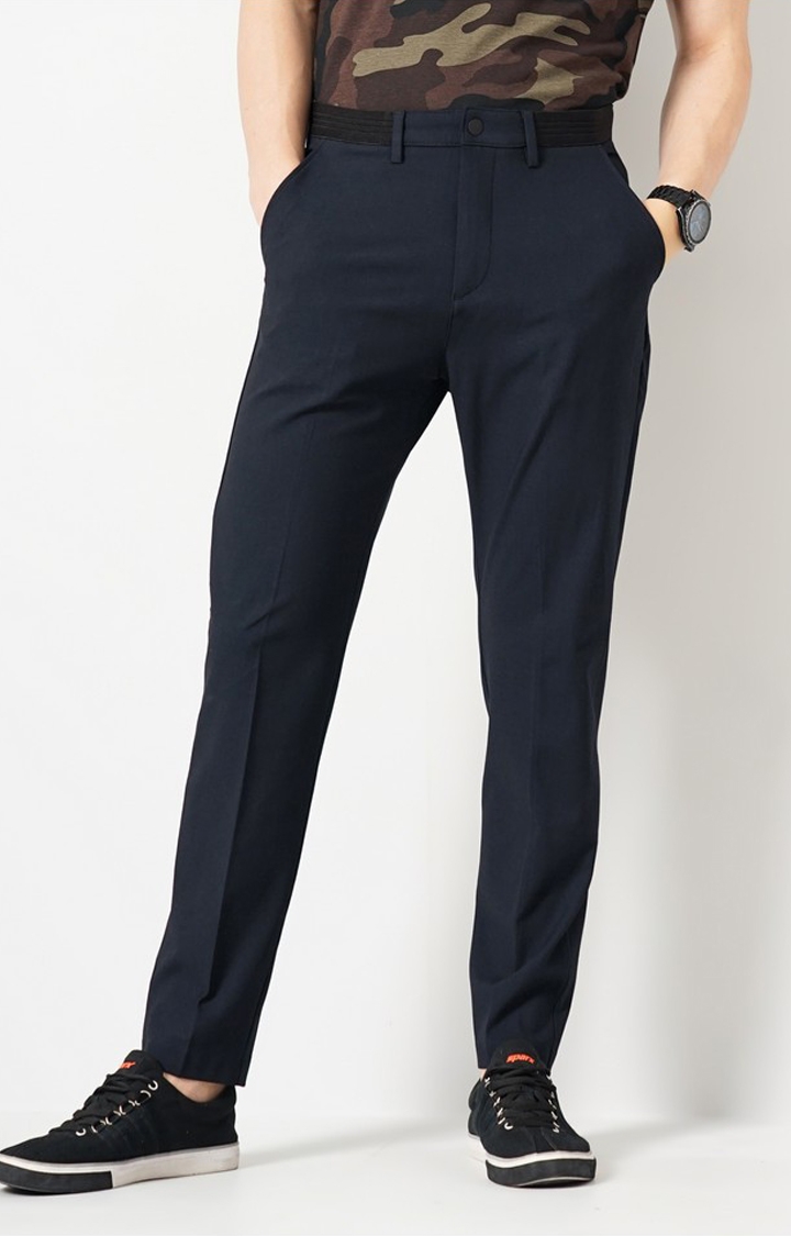 celio | Men's Solid Blue Trouser