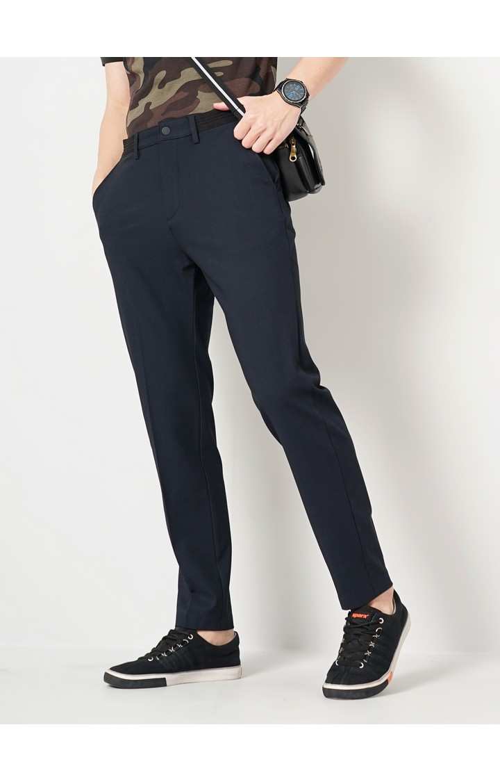 Men's Solid Blue Trouser