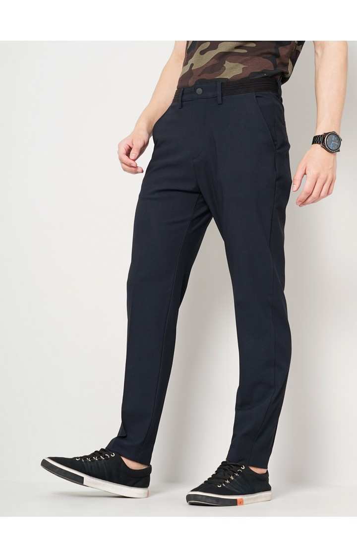 Men's Solid Blue Trouser