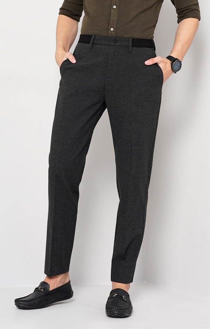 celio | Men's Solid Black Trouser