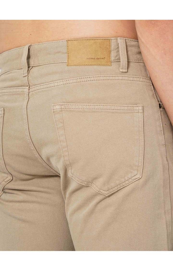 Men's Solid Beige Jeans