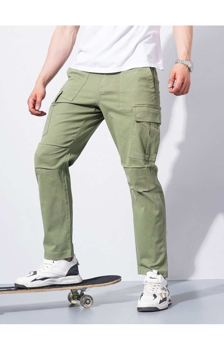 Men's Green Cotton Blend Handwoven Trousers