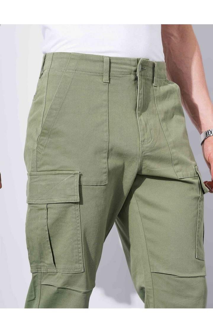 Men's Green Cotton Blend Handwoven Trousers