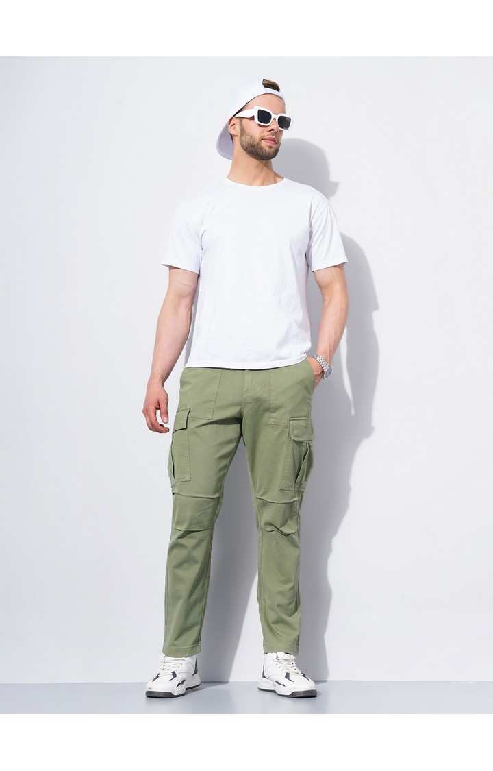 Men's Green Cotton Blend Handwoven Trousers