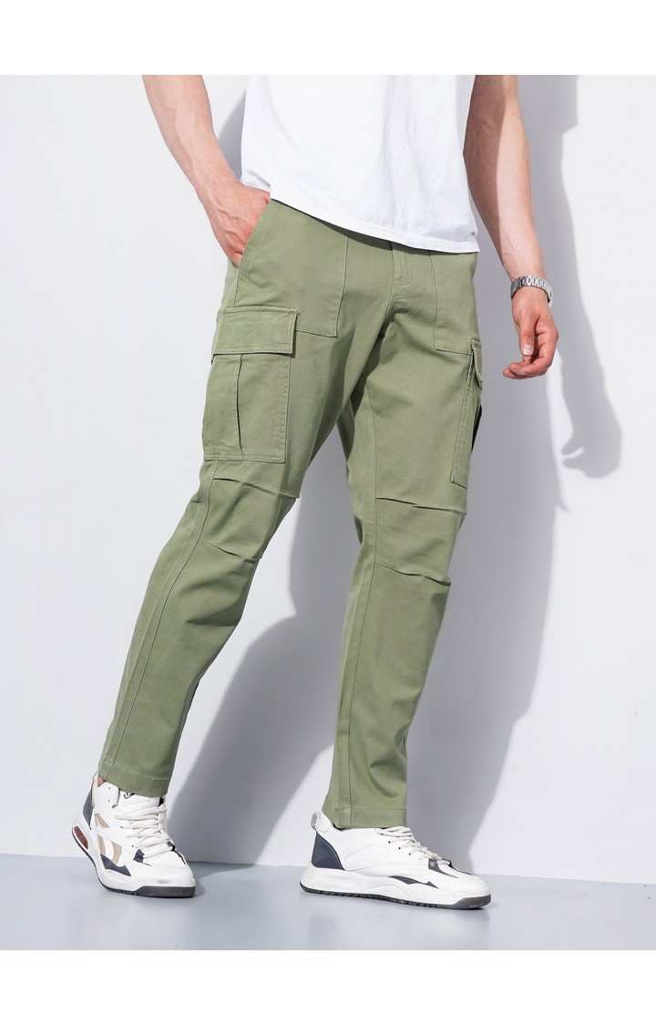 Men's Green Cotton Blend Handwoven Trousers