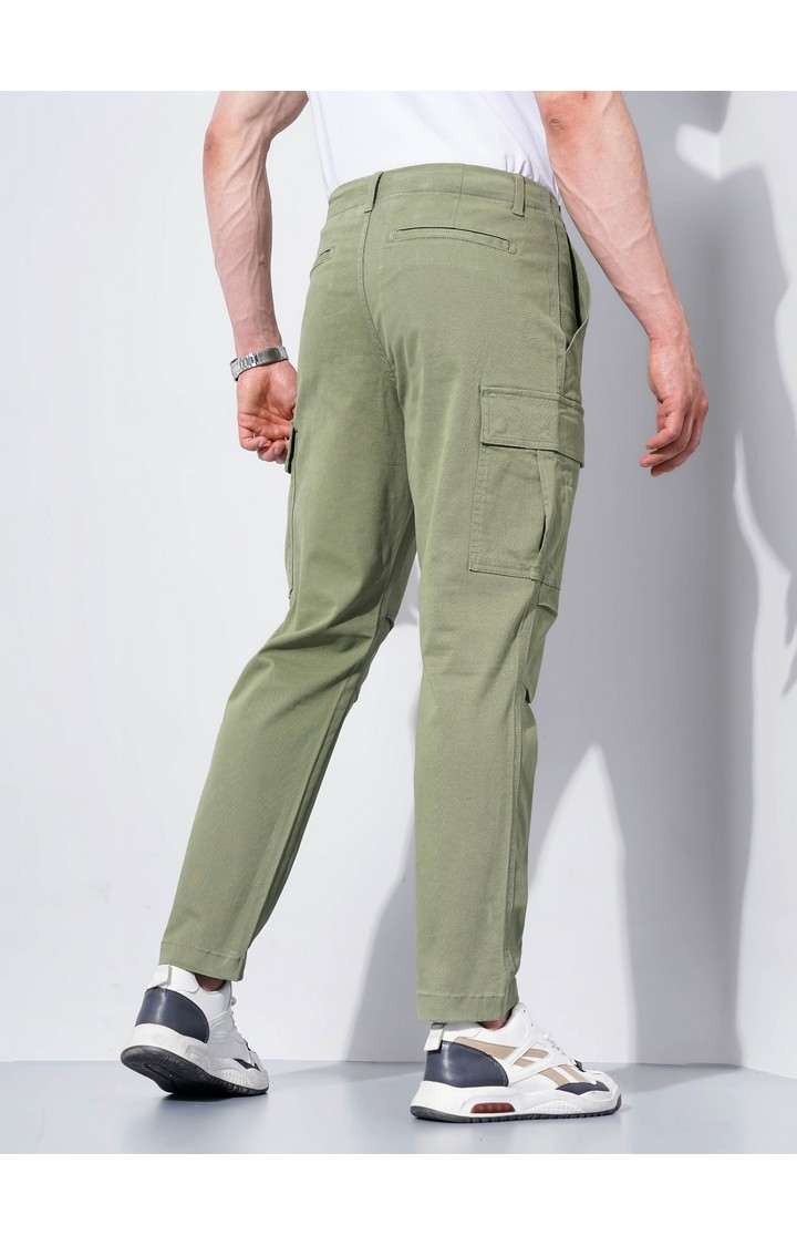 Men's Green Cotton Blend Handwoven Trousers