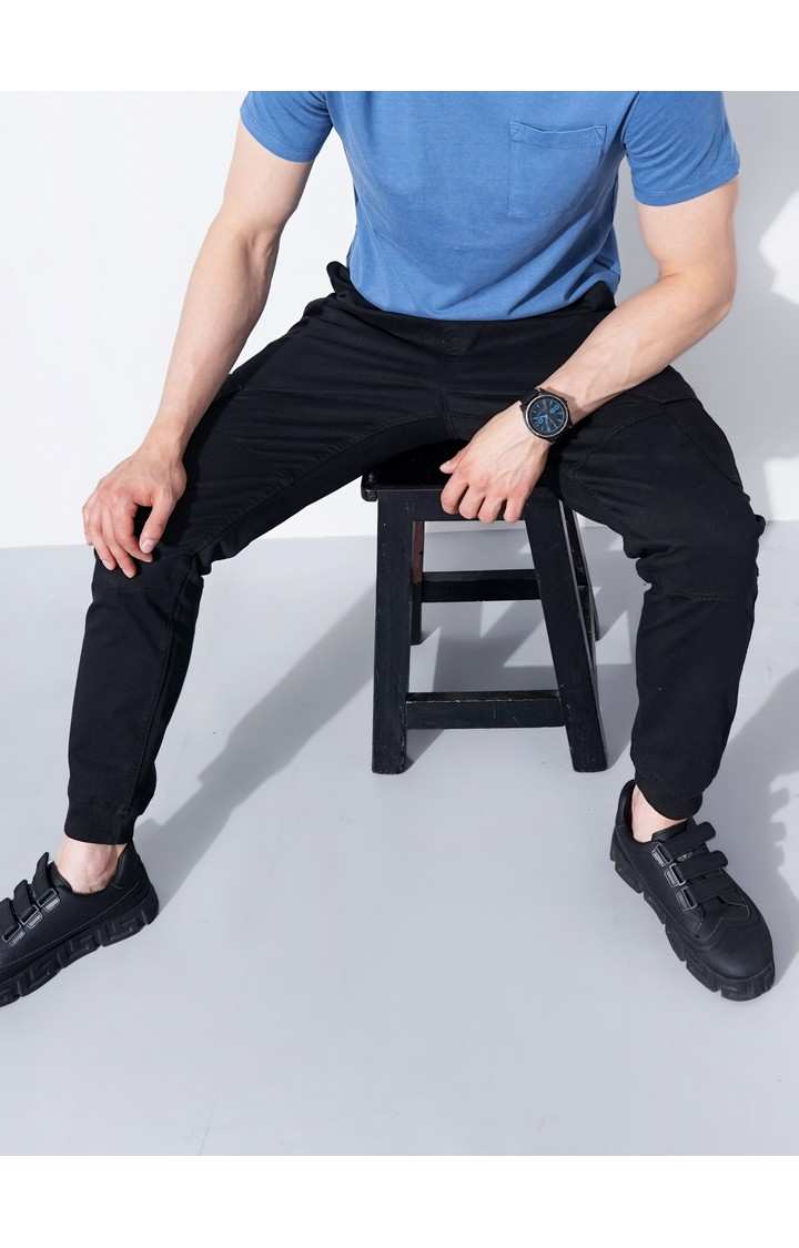 Men's Black Cotton Blend Handwoven Trousers