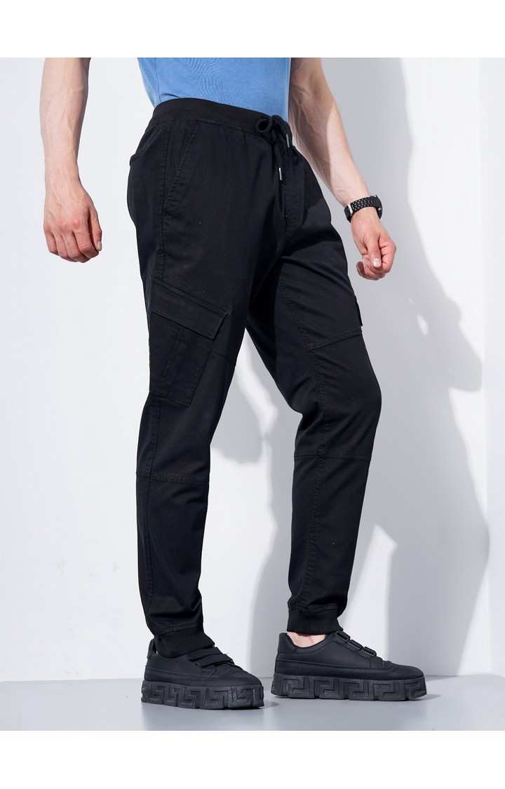 Men's Black Cotton Blend Handwoven Trousers