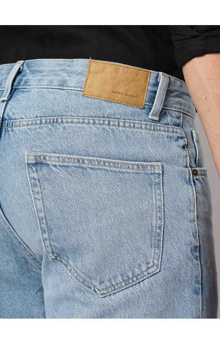 Celio Men's Solid Blue Cotton Loose Fit Jeans