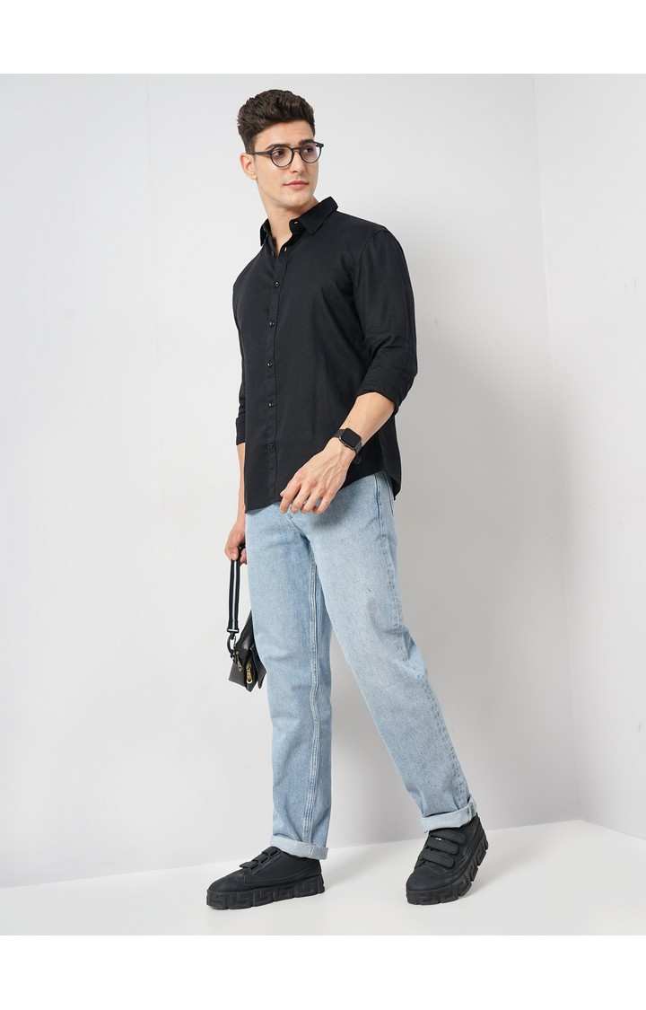 Celio Men's Solid Blue Cotton Loose Fit Jeans