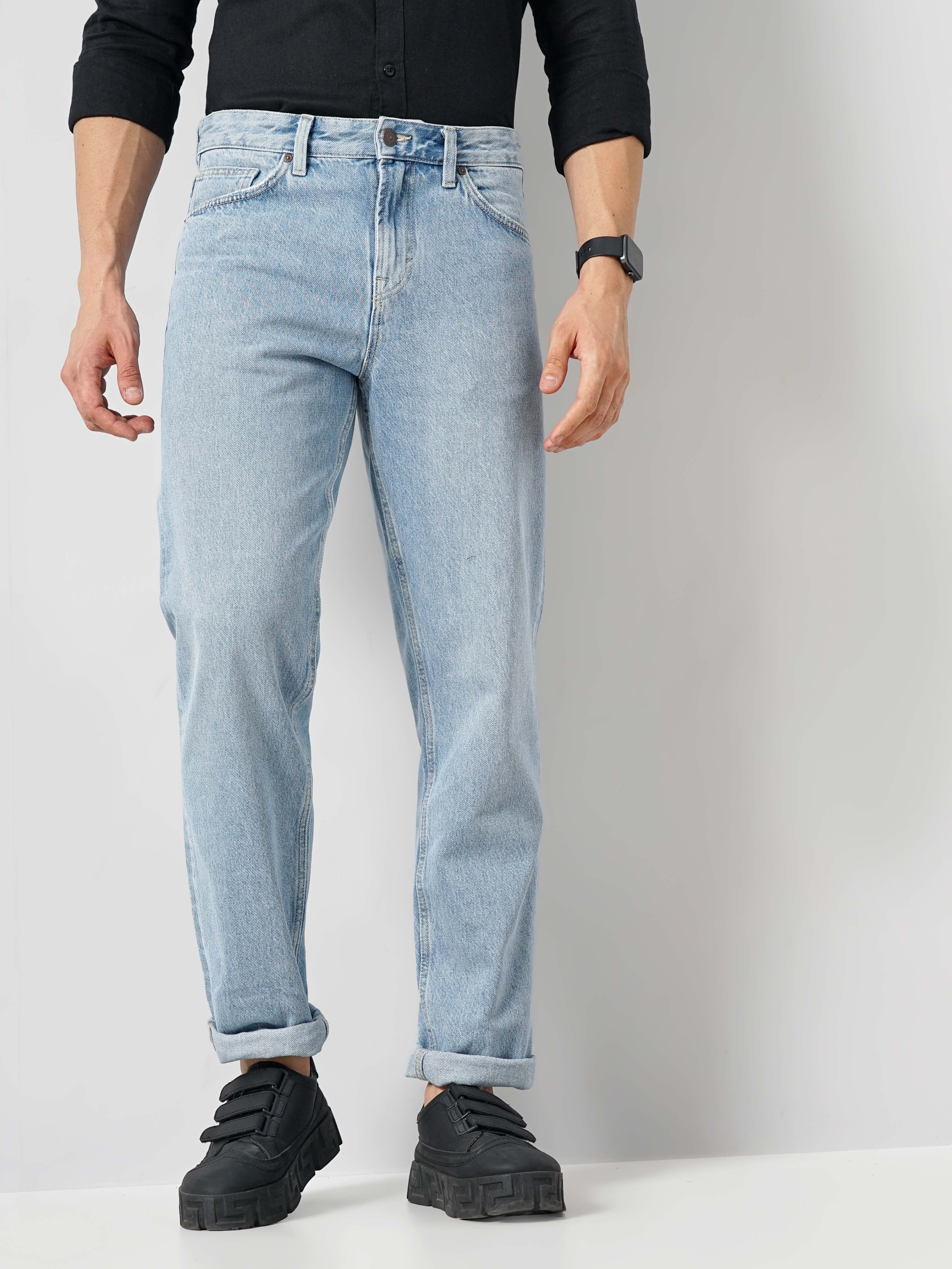 Mid Blue Relaxed Fit Cargo Men's Jeans
