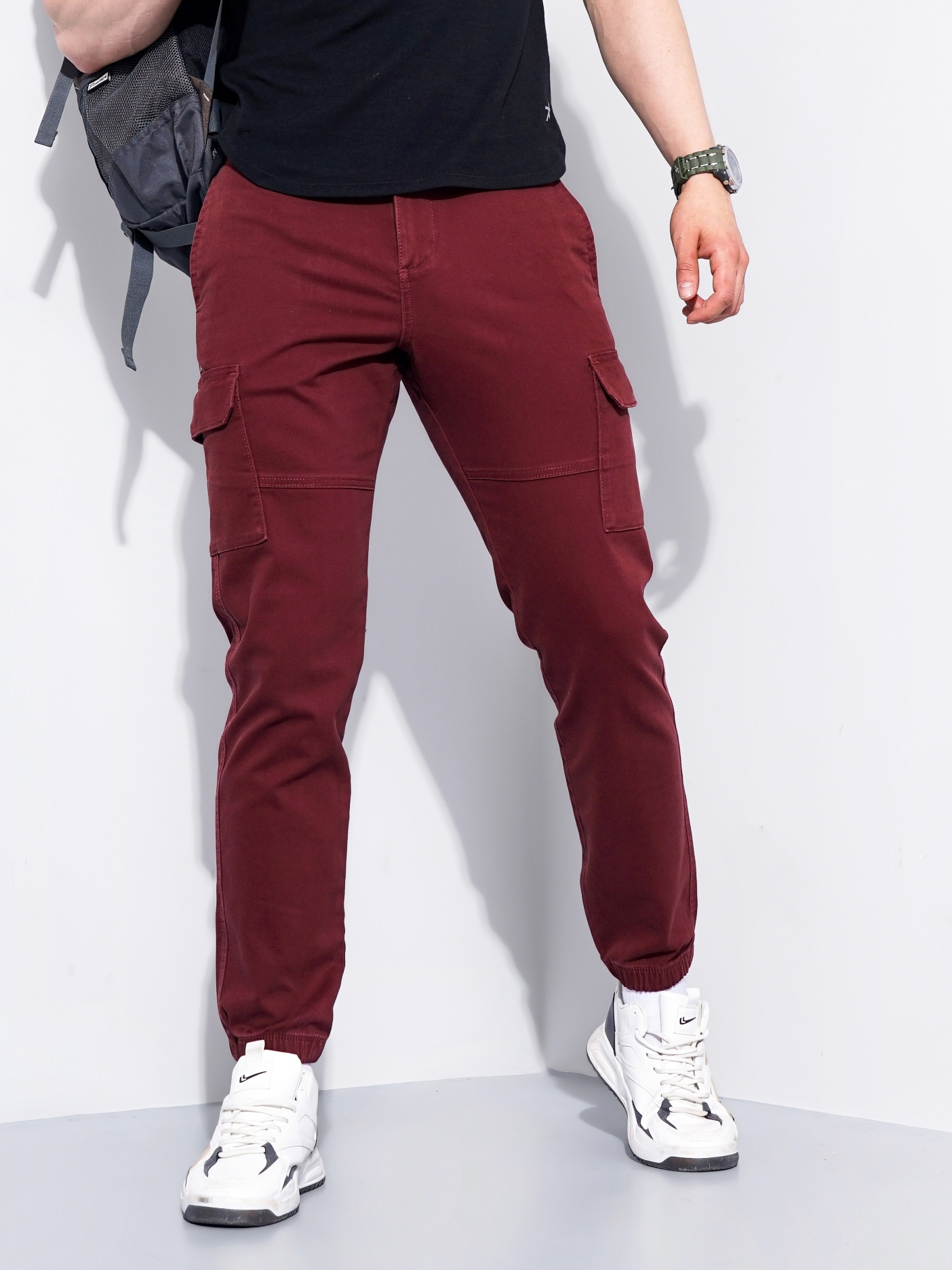 Men's Red Cotton Blend Handwoven Trousers