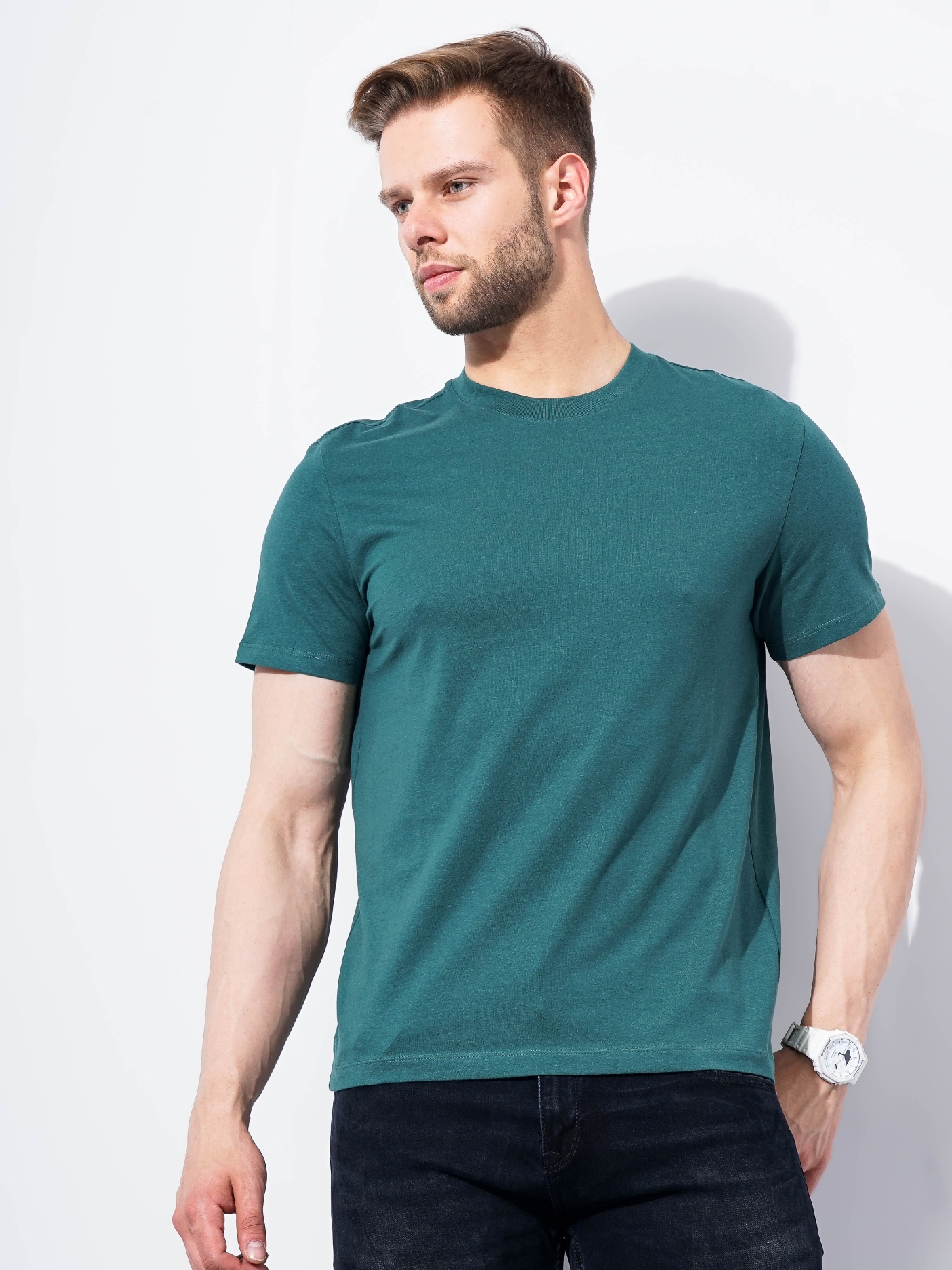 celio | Men's Green Knitted Regular T-Shirts