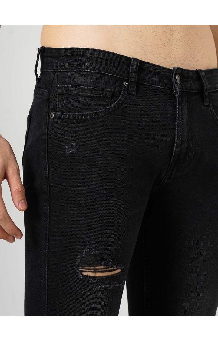 Celio Men's Solid Distress Denim Jeans