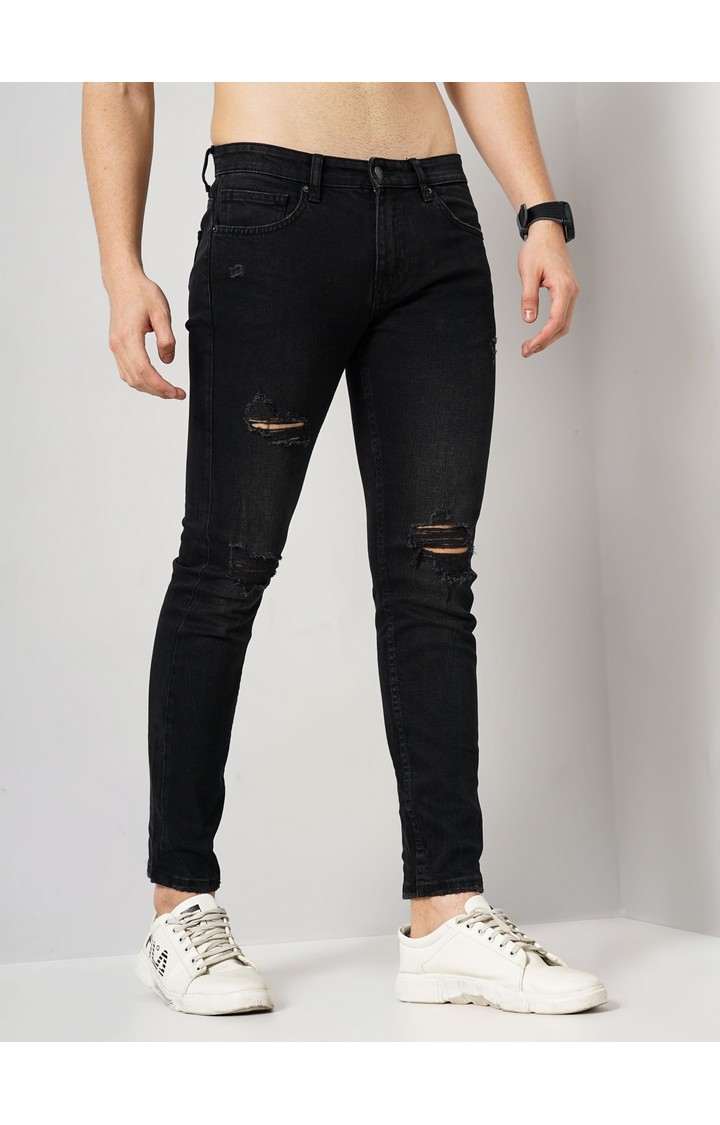Celio Men's Solid Distress Denim Jeans