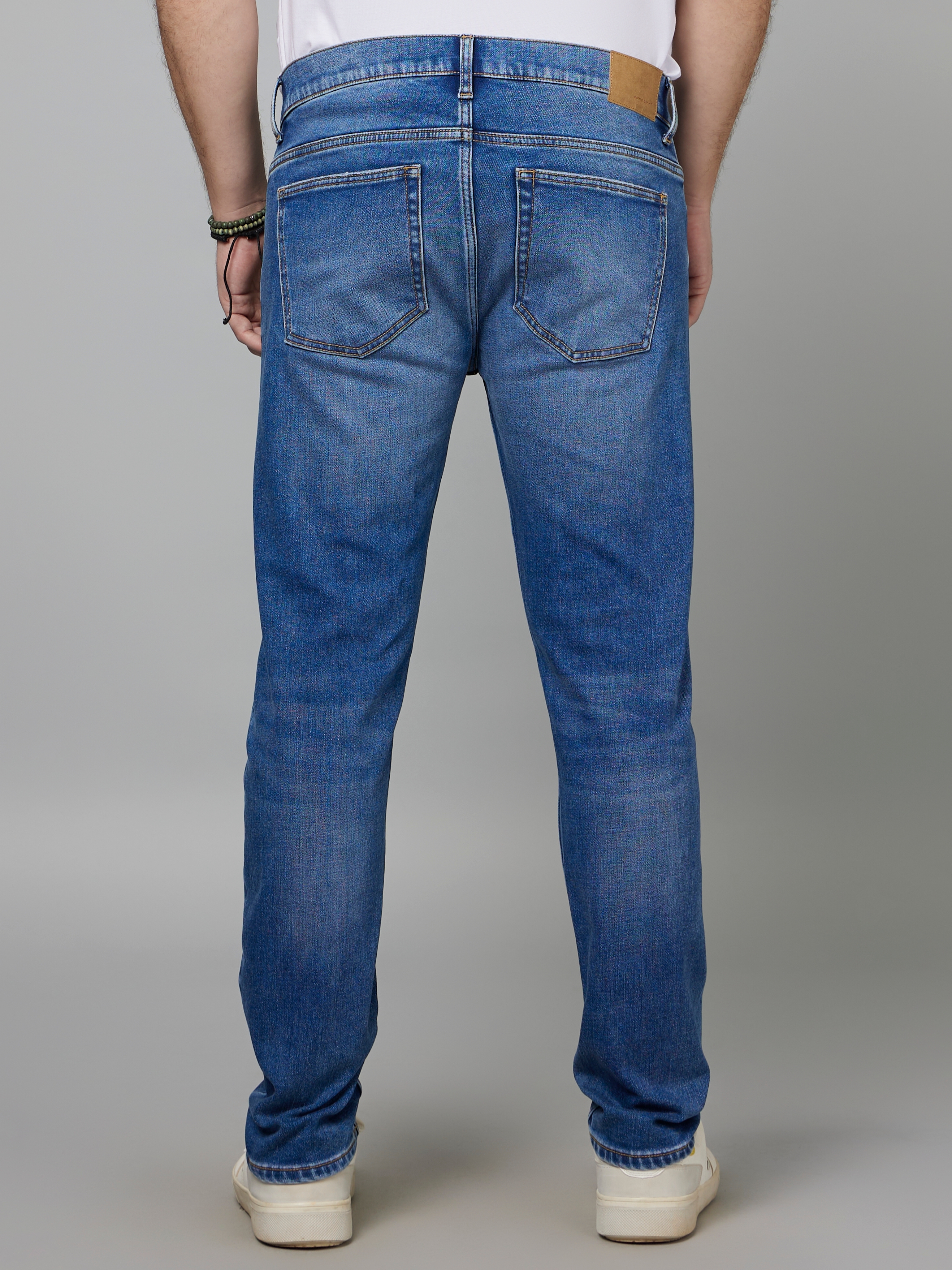 celio | Men's Blue Cotton Blend Solid Slim Jeans 1