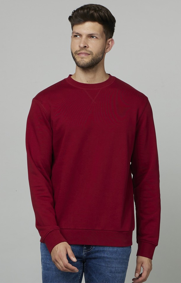 celio | Men's Red Solid Sweaters