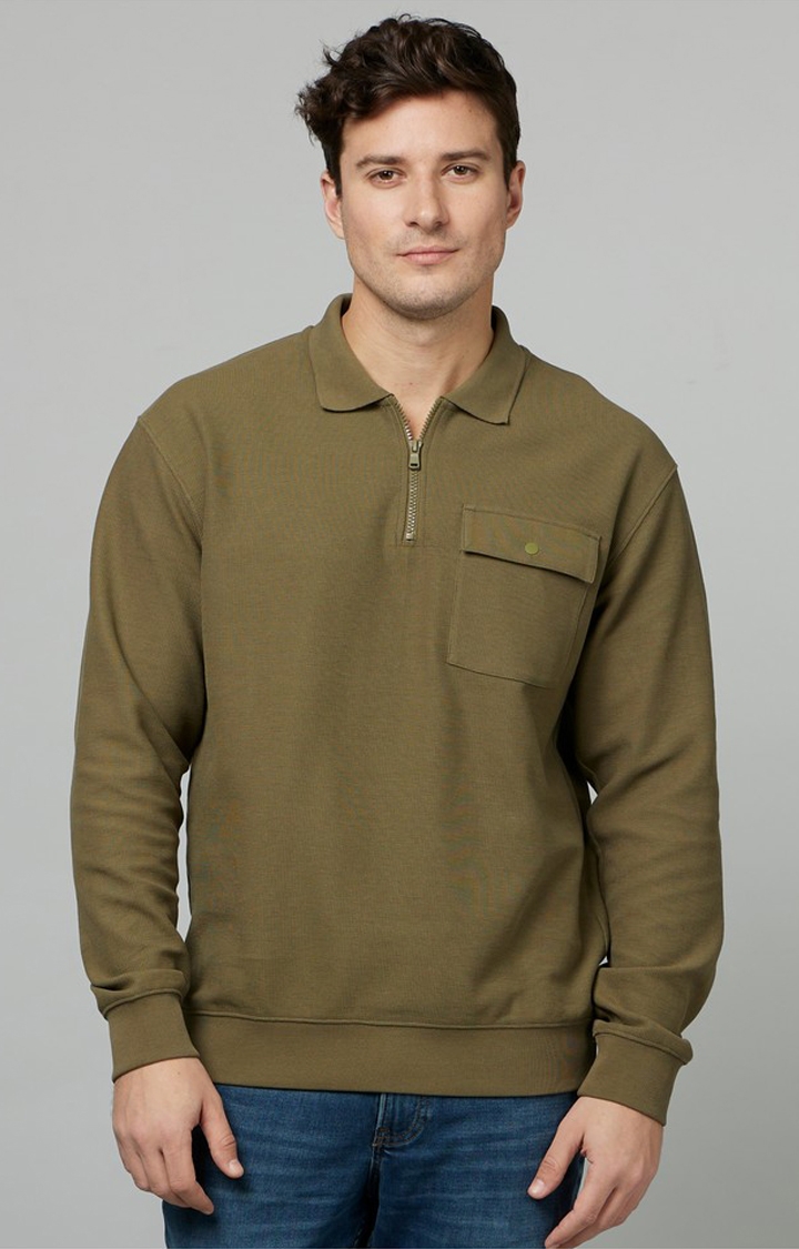 celio | Men's Brown Solid Sweaters