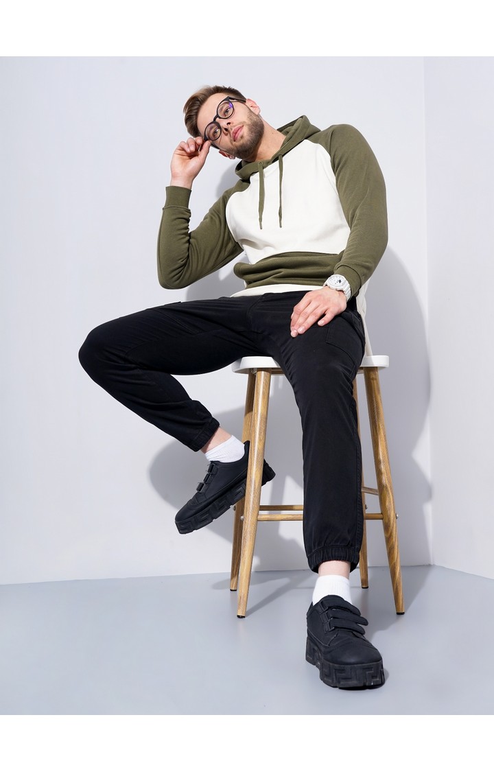 Men's Green Colourblock Hoodies