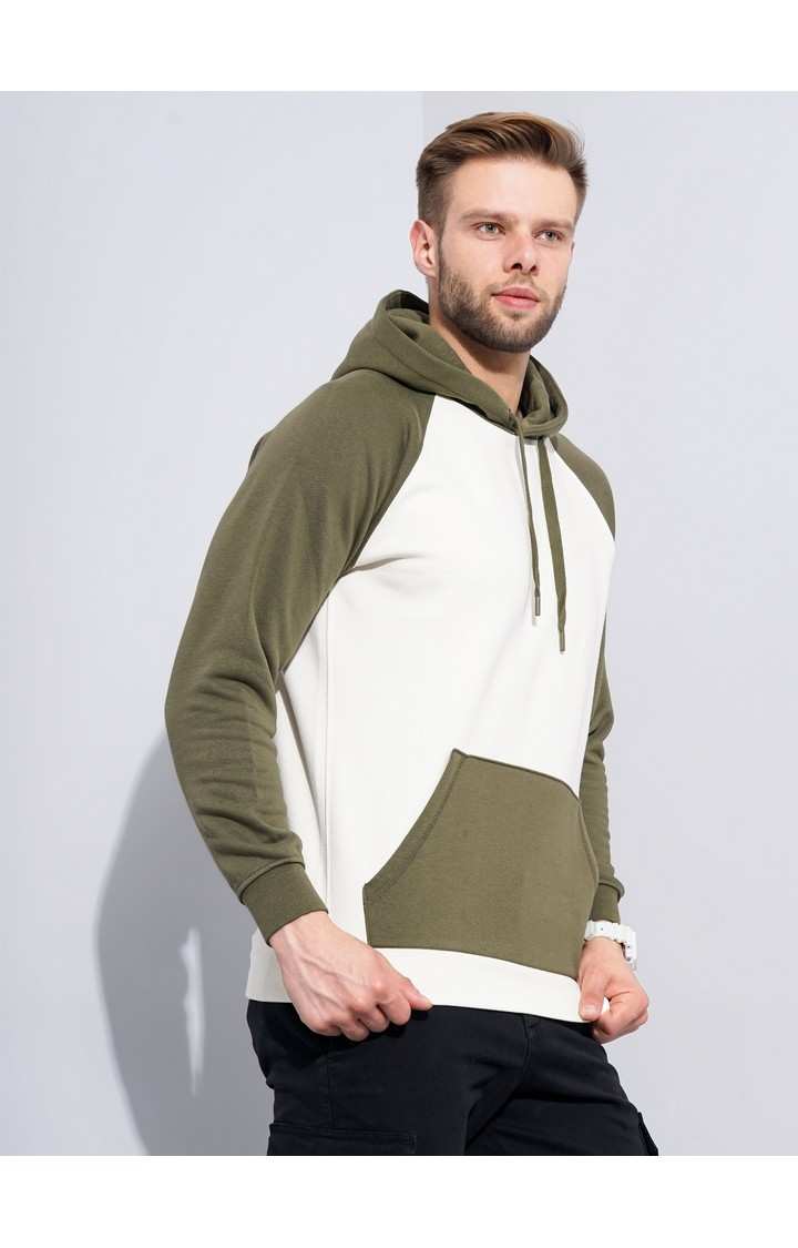 Men's Green Colourblock Hoodies