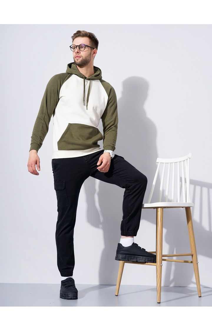 Men's Green Colourblock Hoodies